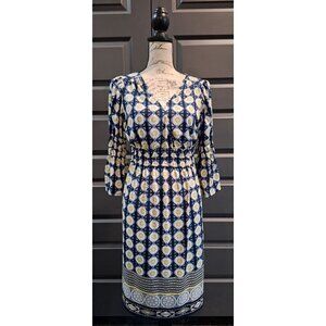 Max Edition Blue Print Dress/Pre-owned, Size Large EUC